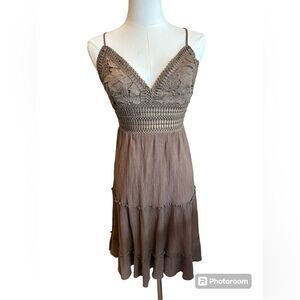 Rodeo Cowgirl Western BOHO Cottagecore Lace Strappy Mini Dress Size Medium